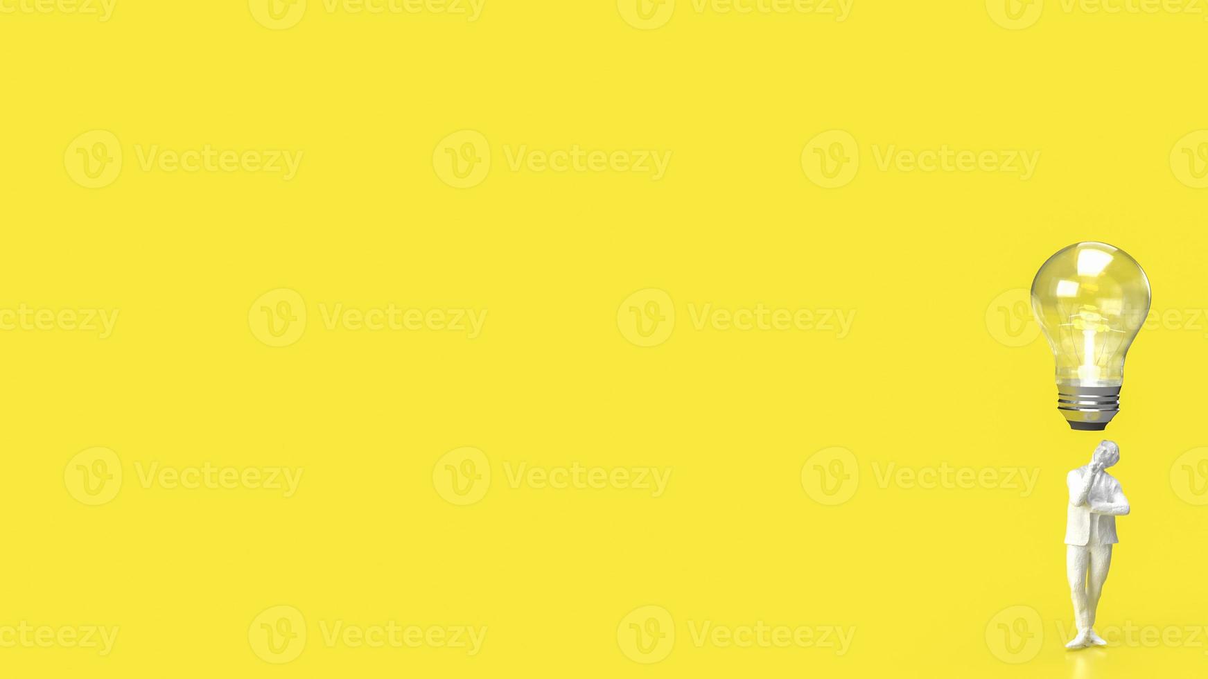 The Business man and  light bulb for idea or Creative concept 3d rendering photo