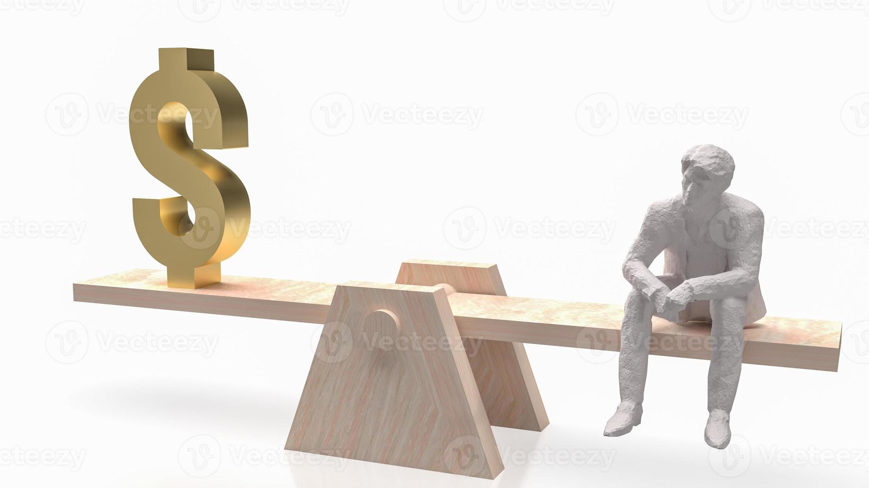 The man and scales gold dollar symbol for business or money concept 3d rendering photo