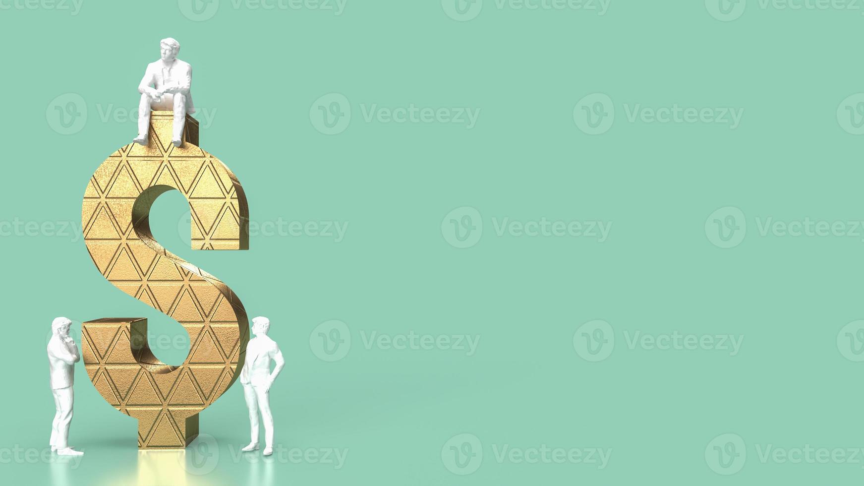 The man and gold dollar symbol for business concept 3d rendering photo