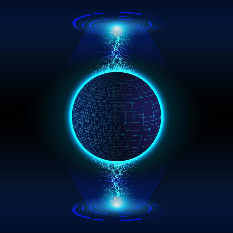 Modern Holographic Globe on Technology Background vector