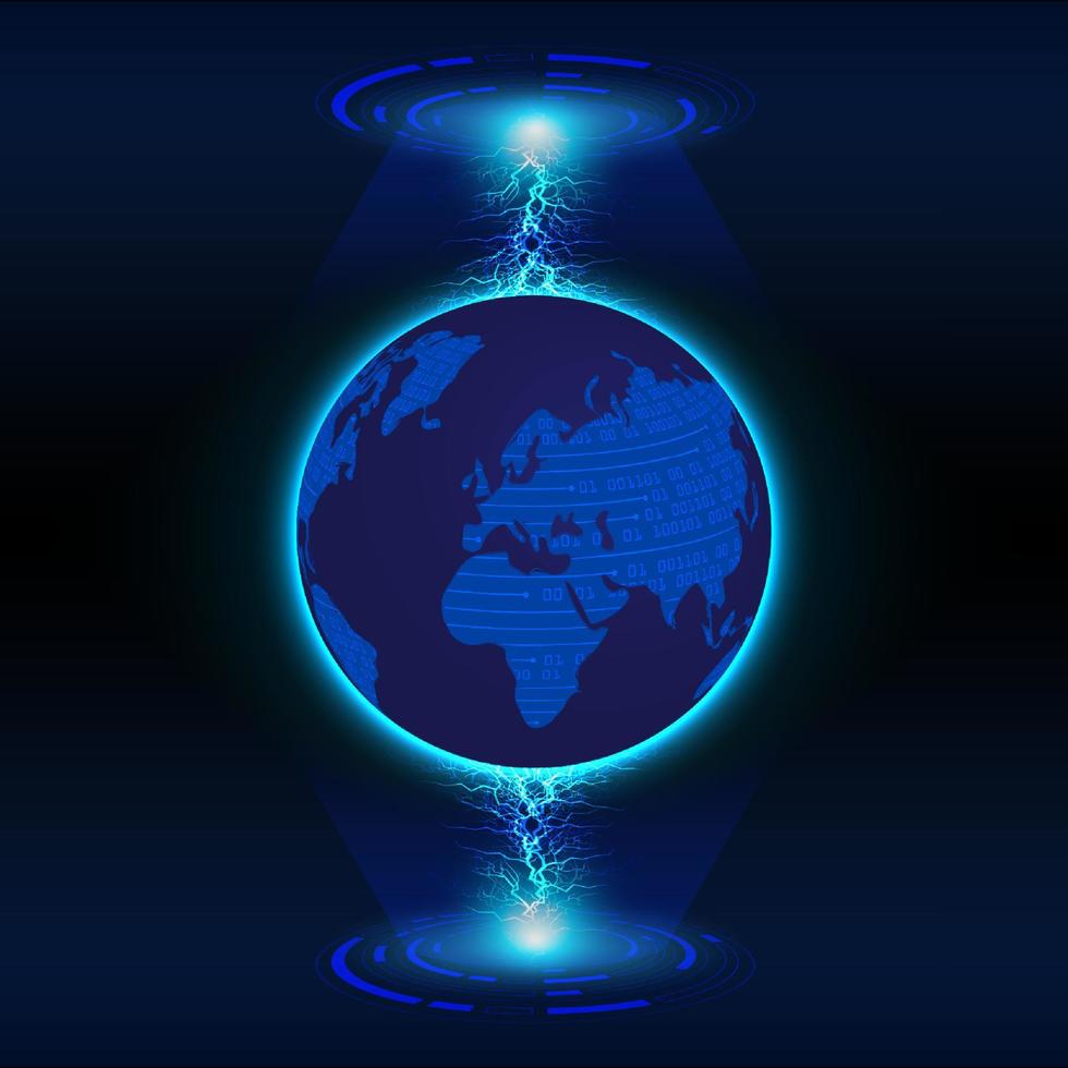 Modern Holographic Globe on Technology Background vector