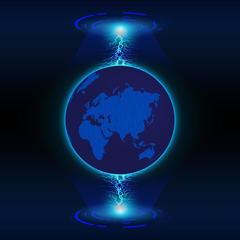 Modern Holographic Globe on Technology Background vector