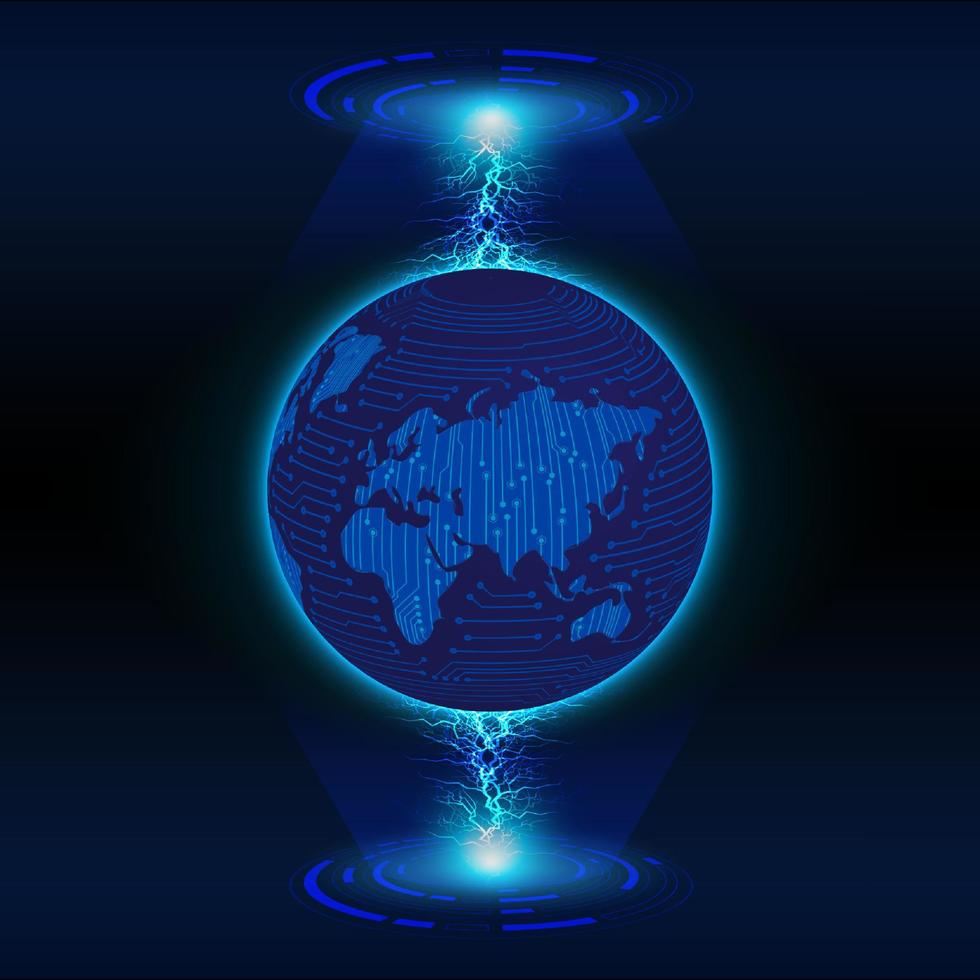 Modern Holographic Globe on Technology Background vector