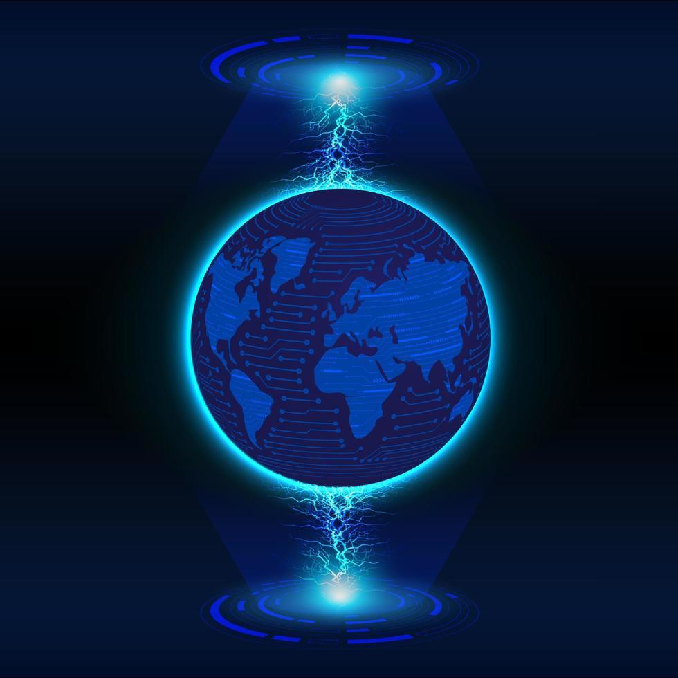Modern Holographic Globe on Technology Background vector