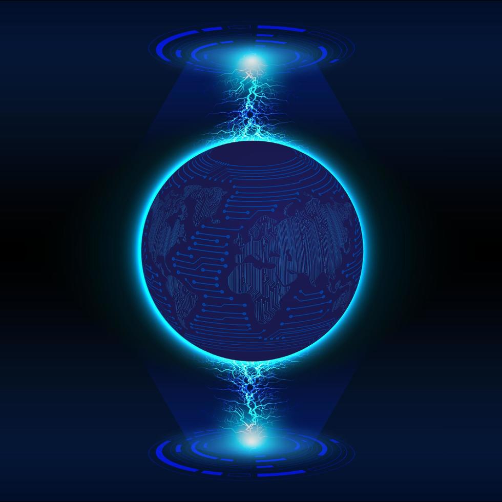 Modern Holographic Globe on Technology Background vector