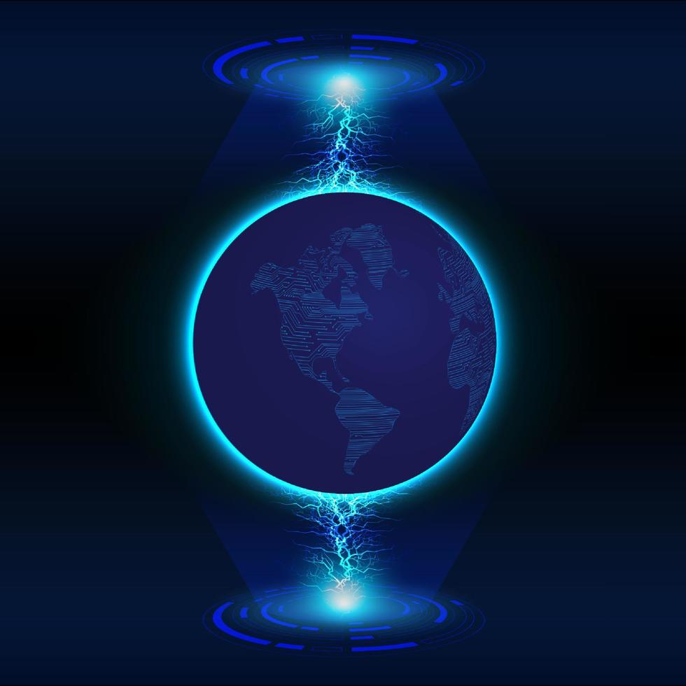 Modern Holographic Globe on Technology Background vector