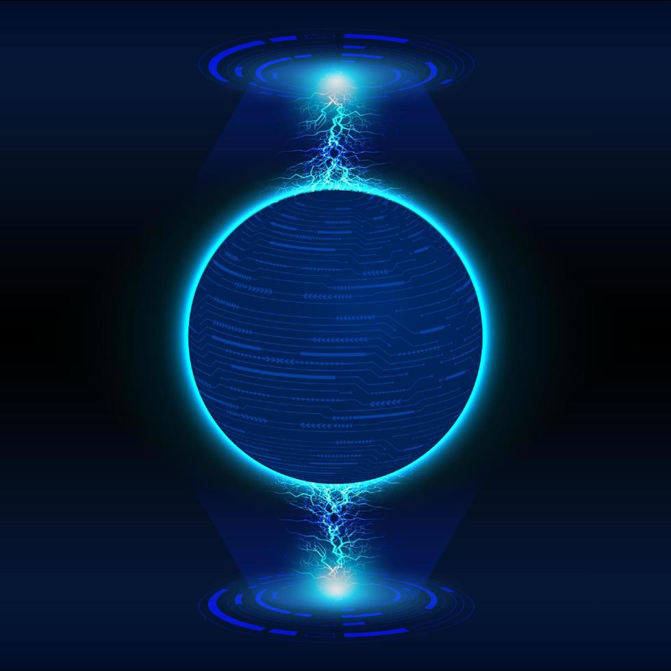Modern Holographic Globe on Technology Background vector