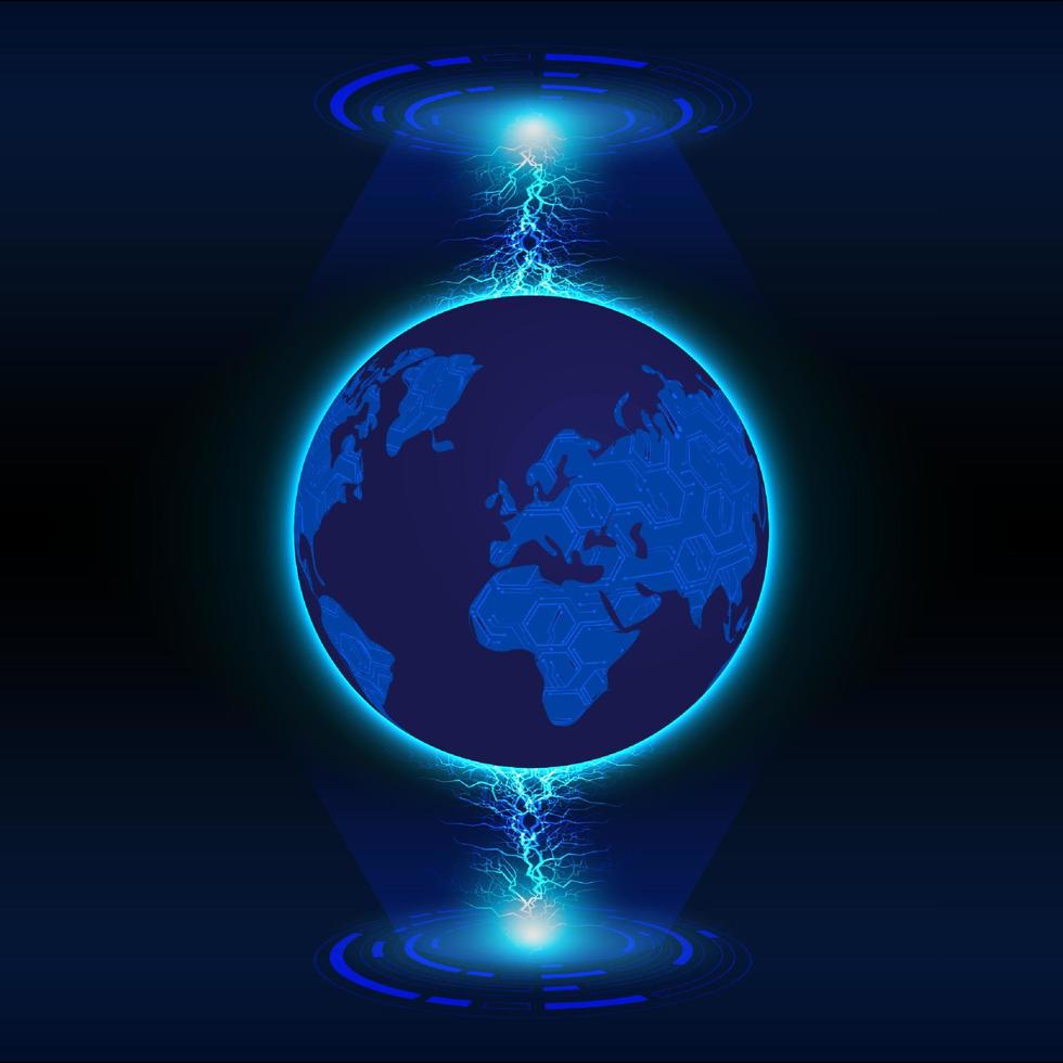 Modern Holographic Globe on Technology Background vector