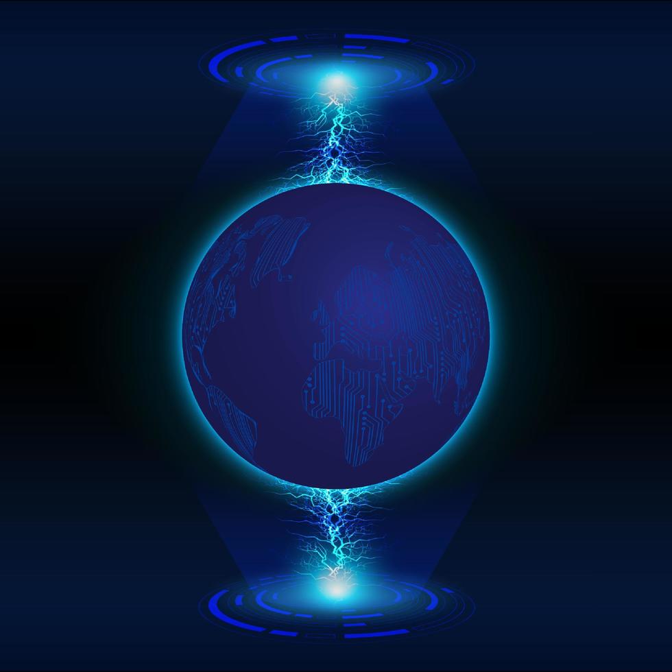 Modern Holographic Globe on Technology Background vector