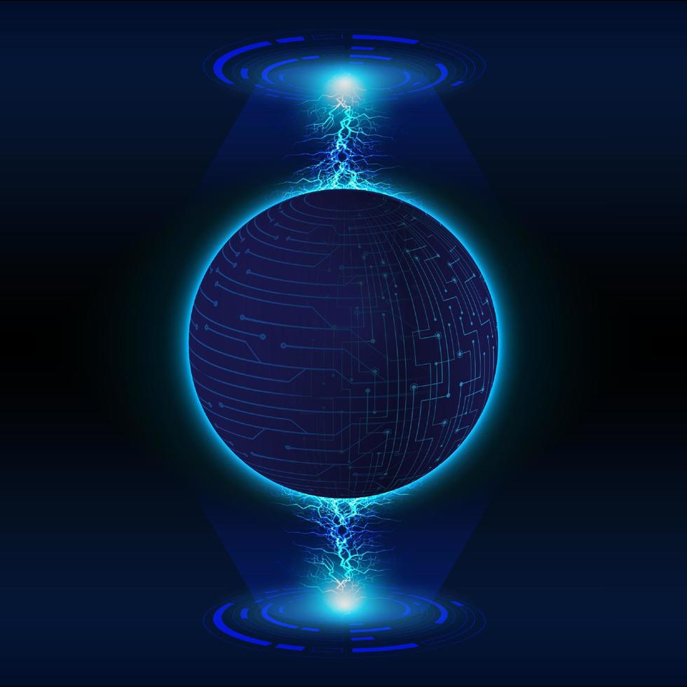 Modern Holographic Globe on Technology Background vector