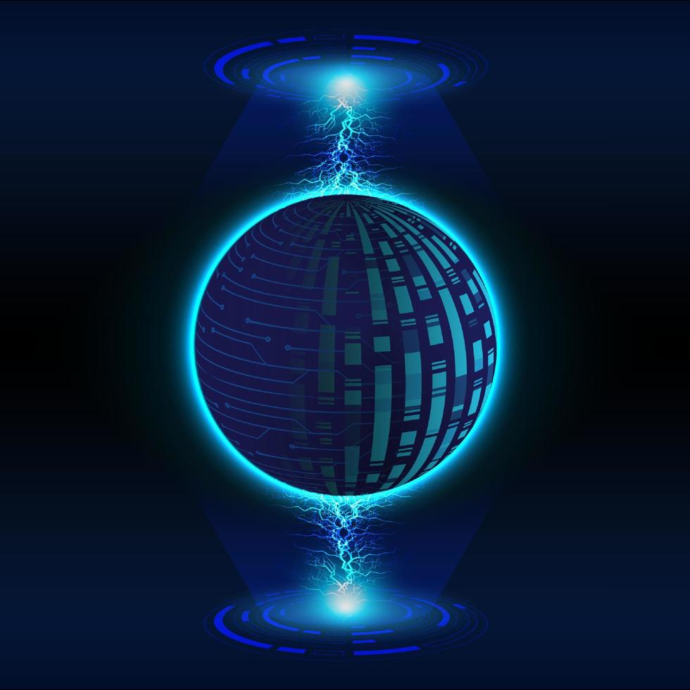 Modern Holographic Globe on Technology Background vector
