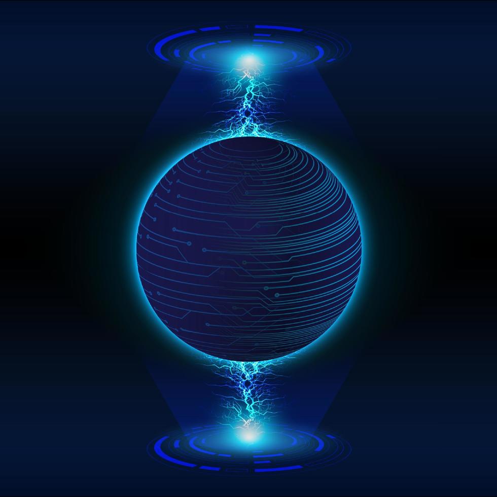 Modern Holographic Globe on Technology Background vector