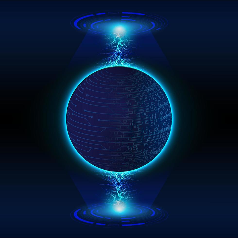 Modern Holographic Globe on Technology Background vector