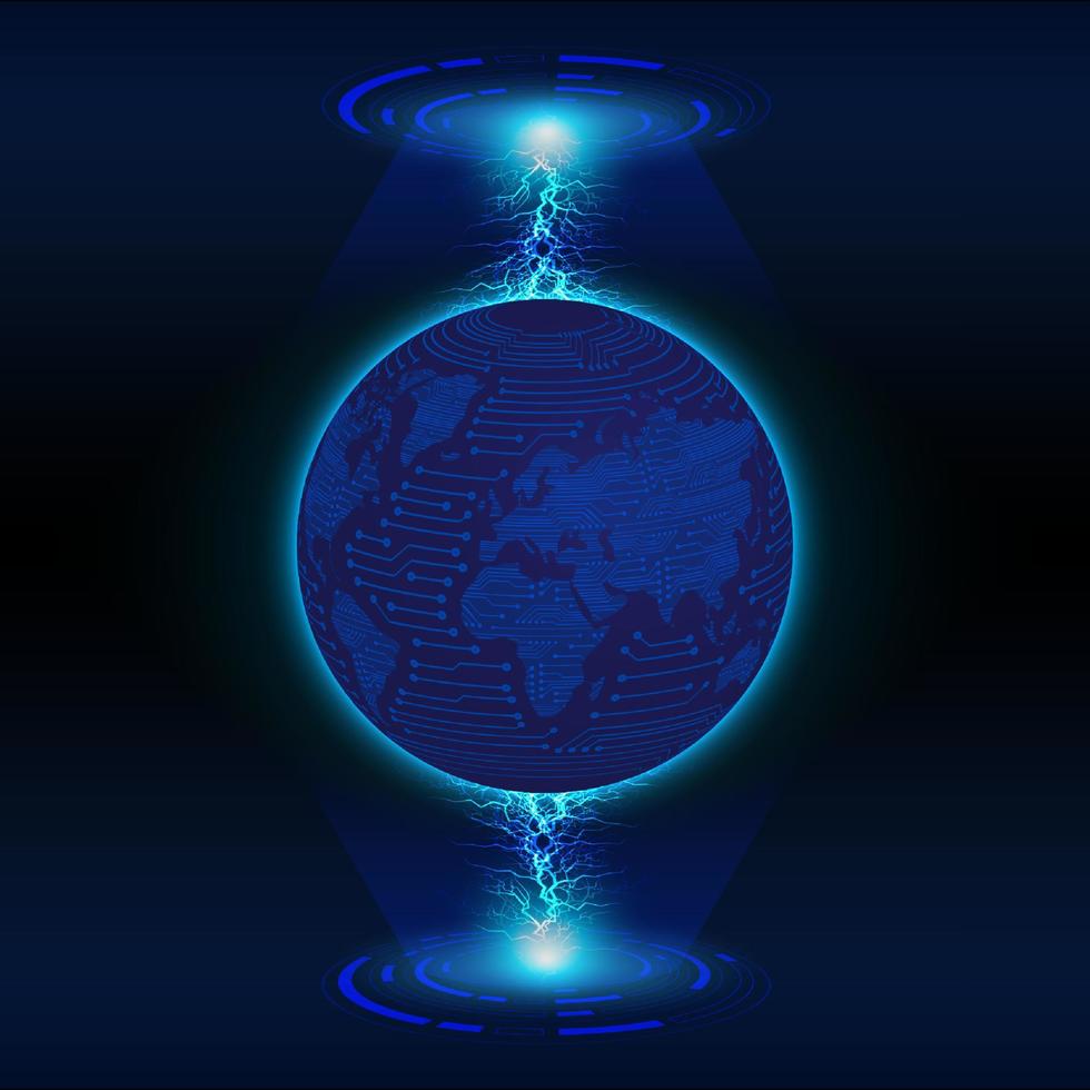 Modern Holographic Globe on Technology Background vector