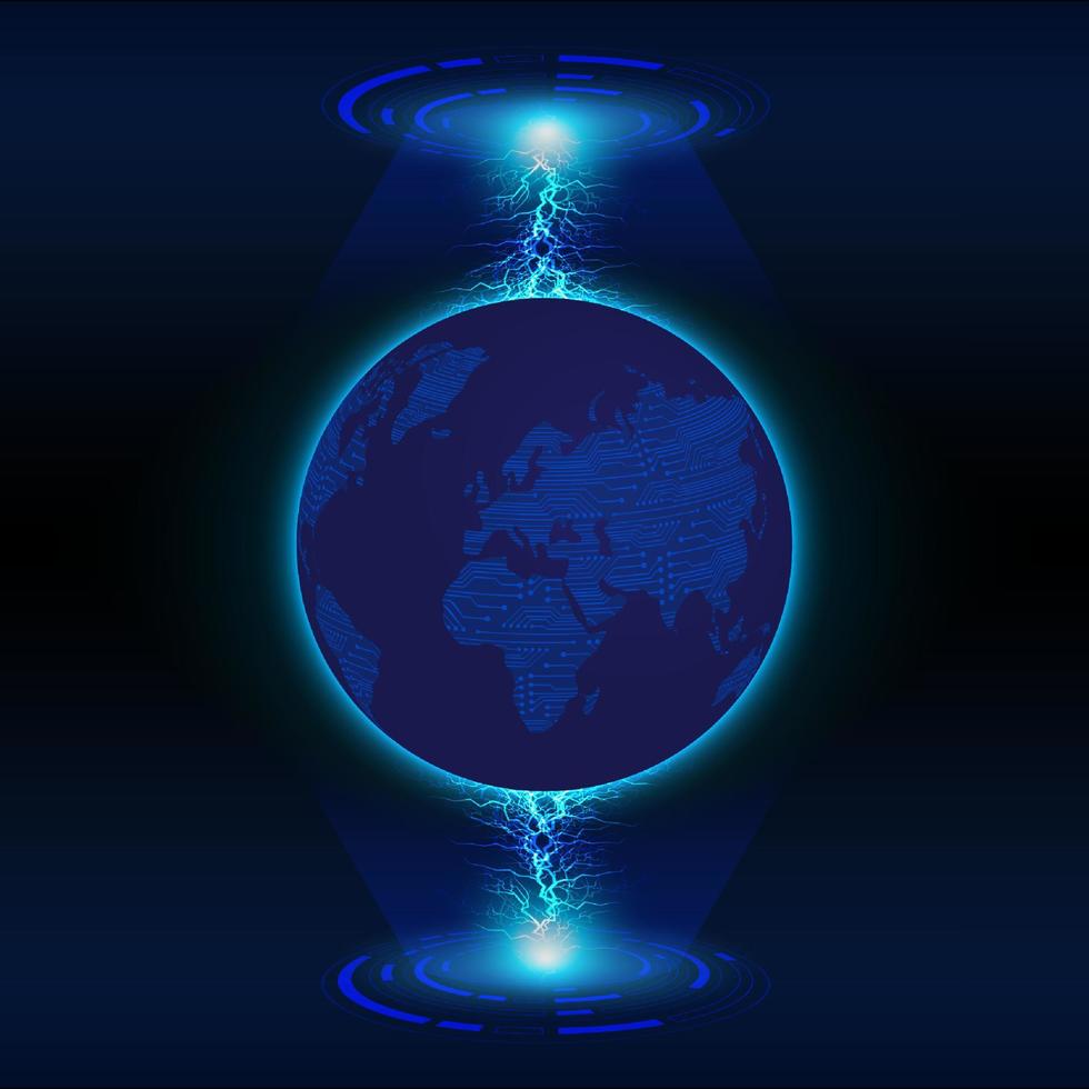 Modern Holographic Globe on Technology Background vector