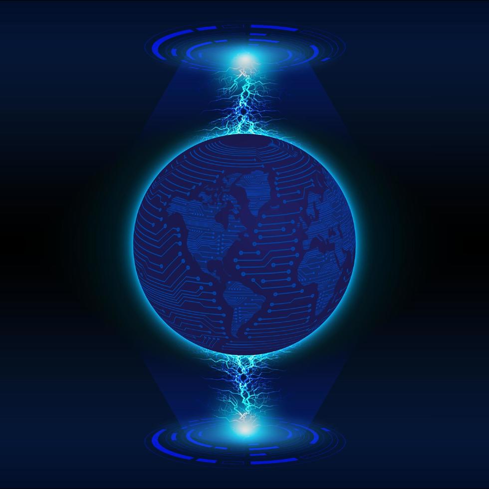 Modern Holographic Globe on Technology Background vector