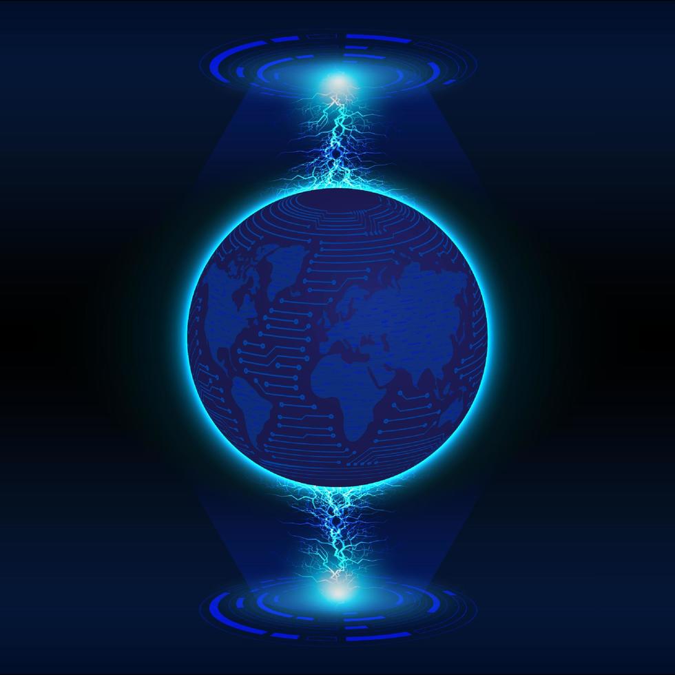 Modern Holographic Globe on Technology Background vector