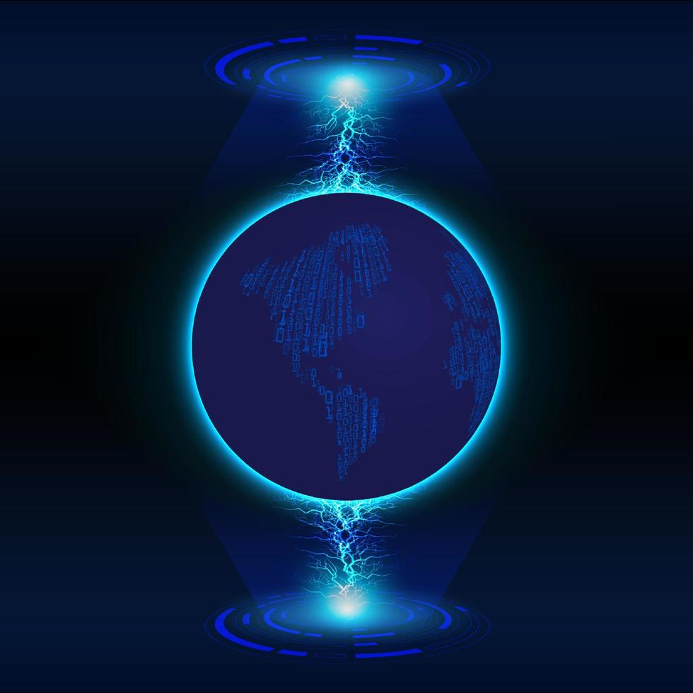 Modern Holographic Globe on Technology Background vector