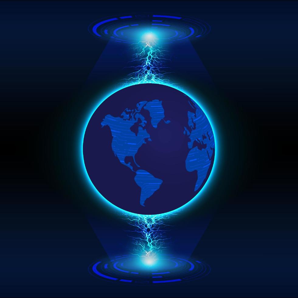 Modern Holographic Globe on Technology Background vector