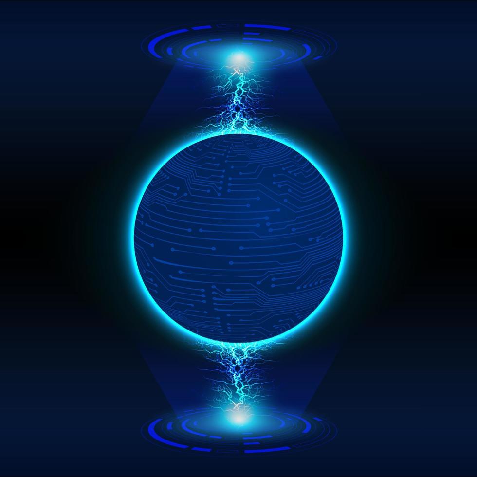 Modern Holographic Globe on Technology Background vector