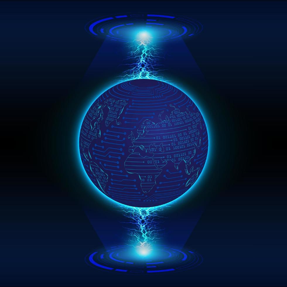 Modern Holographic Globe on Technology Background vector