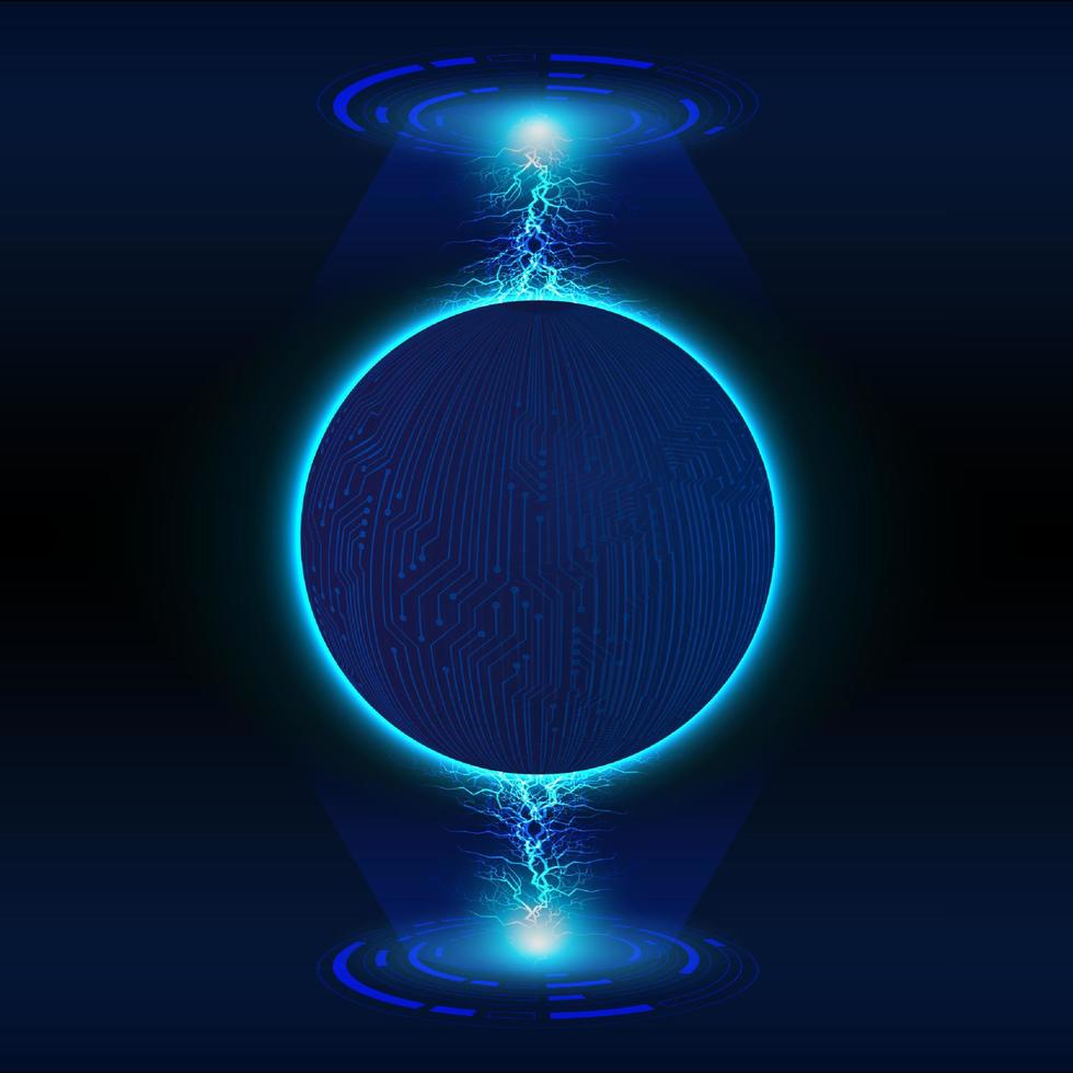 Modern Holographic Globe on Technology Background vector