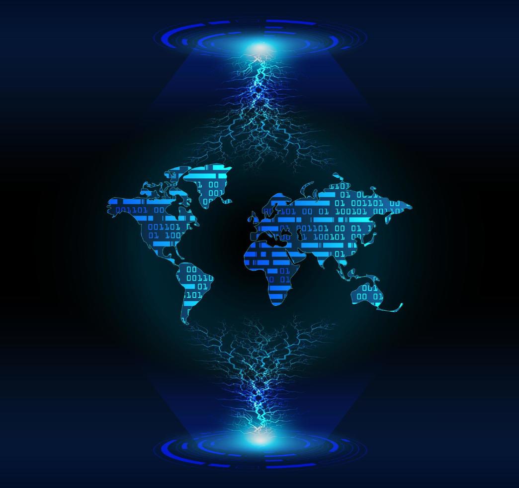 Modern World Map Holograph on Technology Background vector