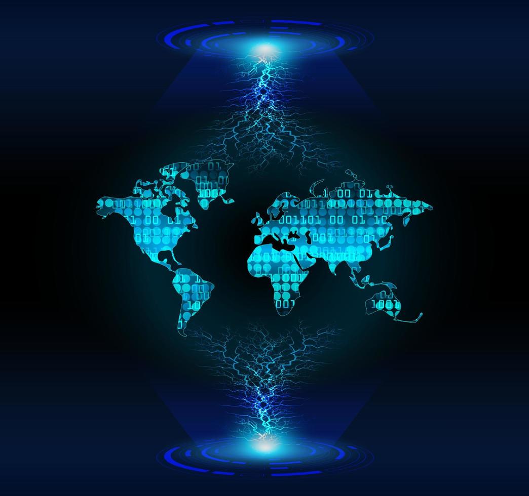 Modern World Map Holograph on Technology Background vector