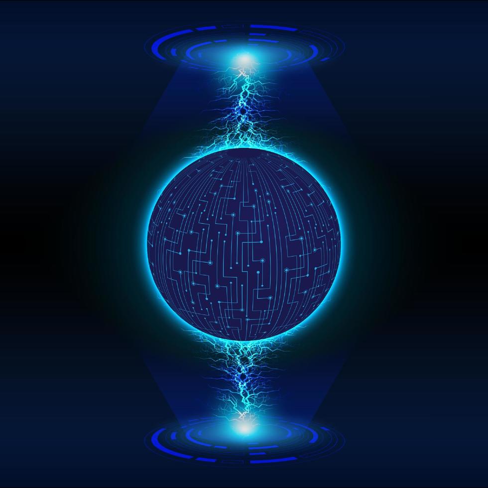 Modern Holographic Globe on Technology Background vector
