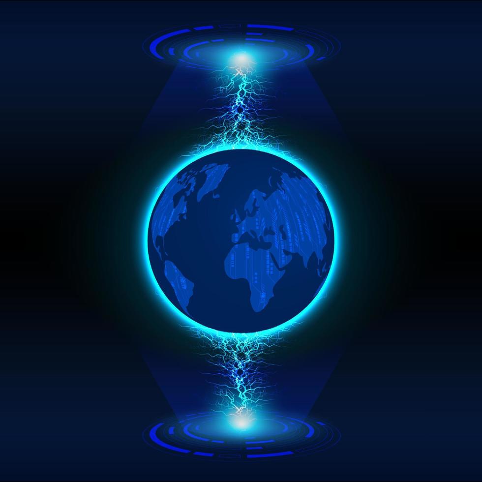 Modern Holographic Globe on Technology Background vector