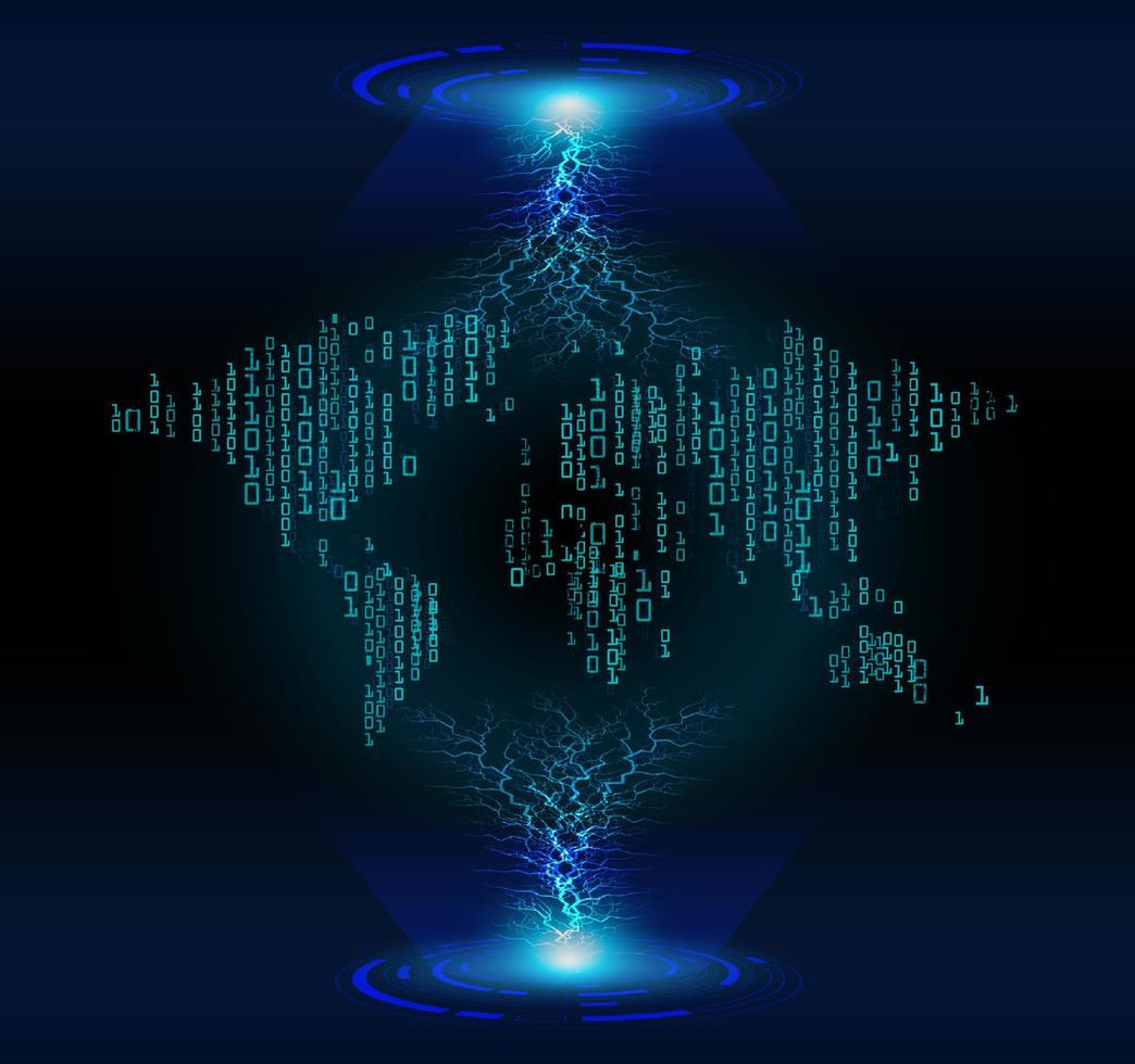 Modern World Map Holograph on Technology Background vector