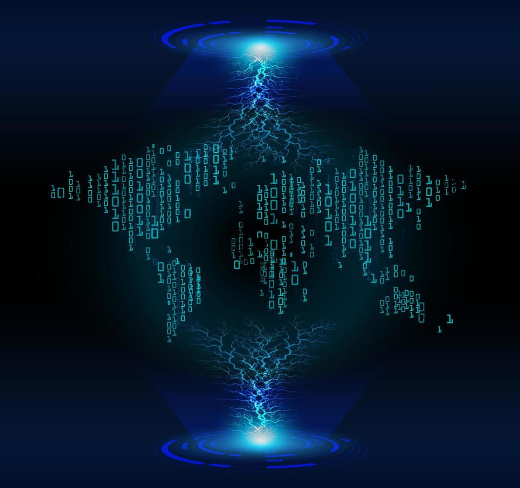 holograma de mapa del mundo moderno sobre fondo de tecnología vector