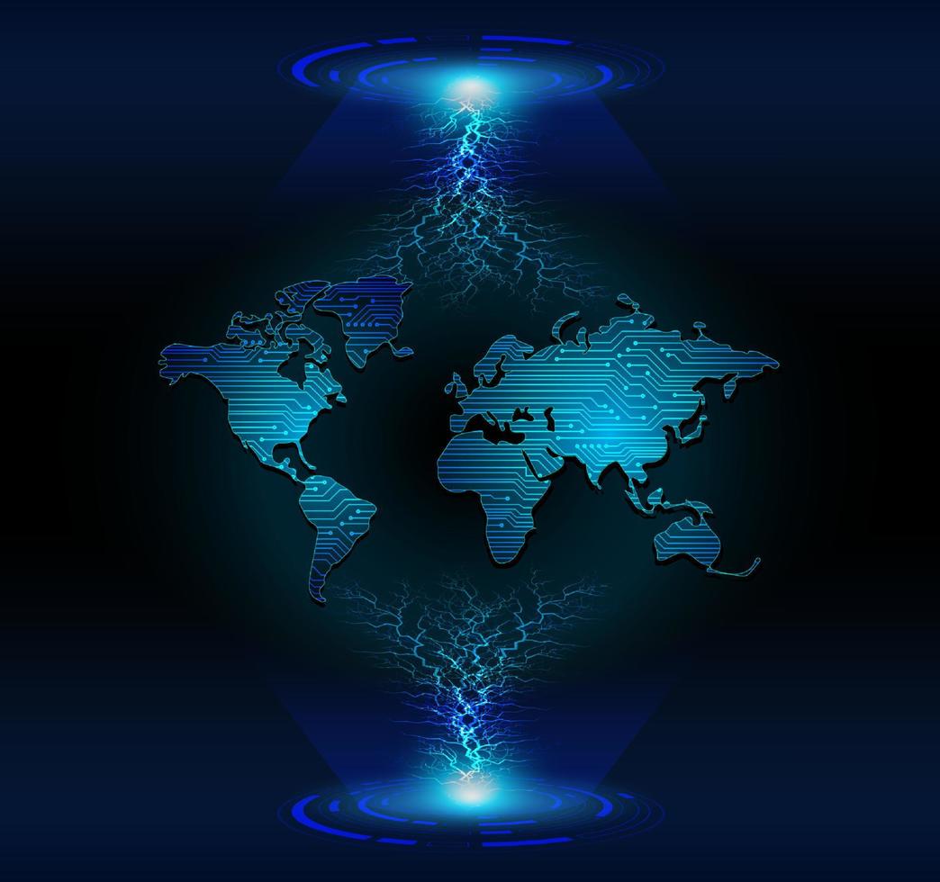 Modern World Map Holograph on Technology Background vector
