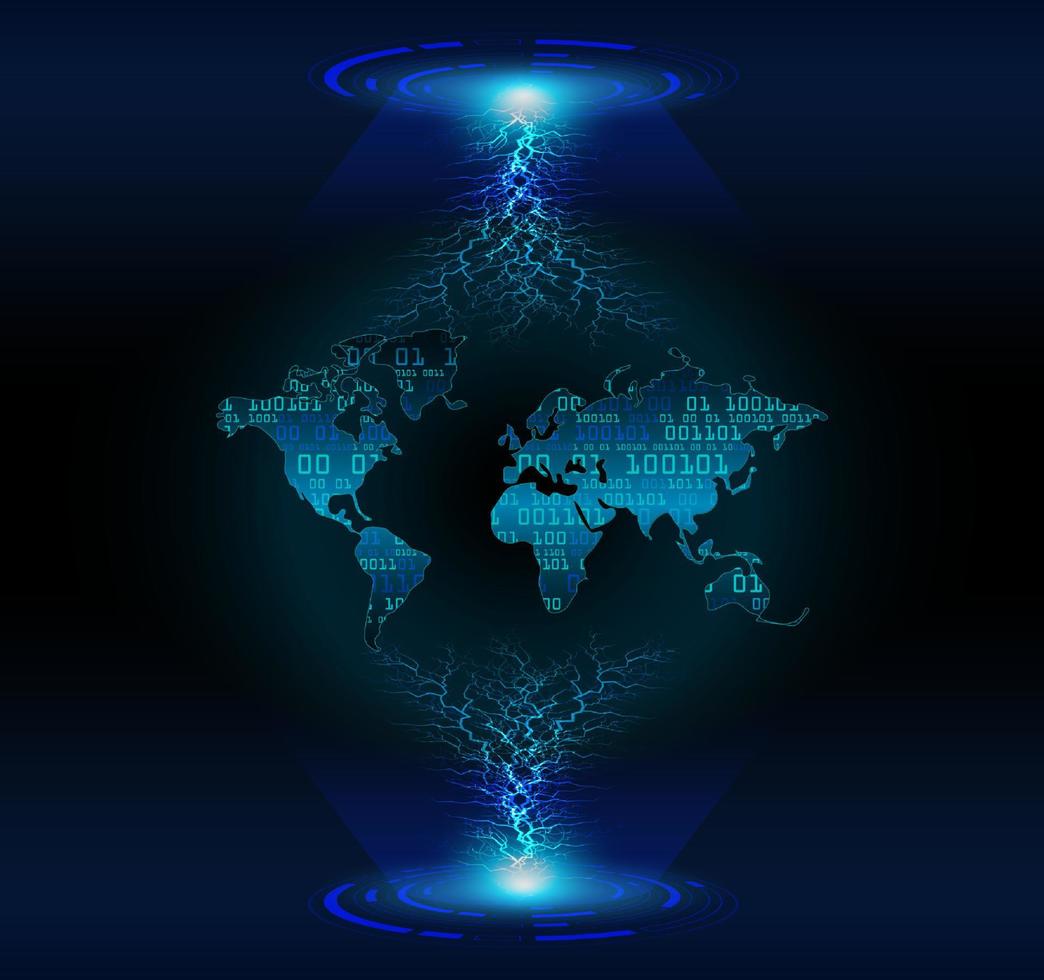 Modern World Map Holograph on Technology Background vector