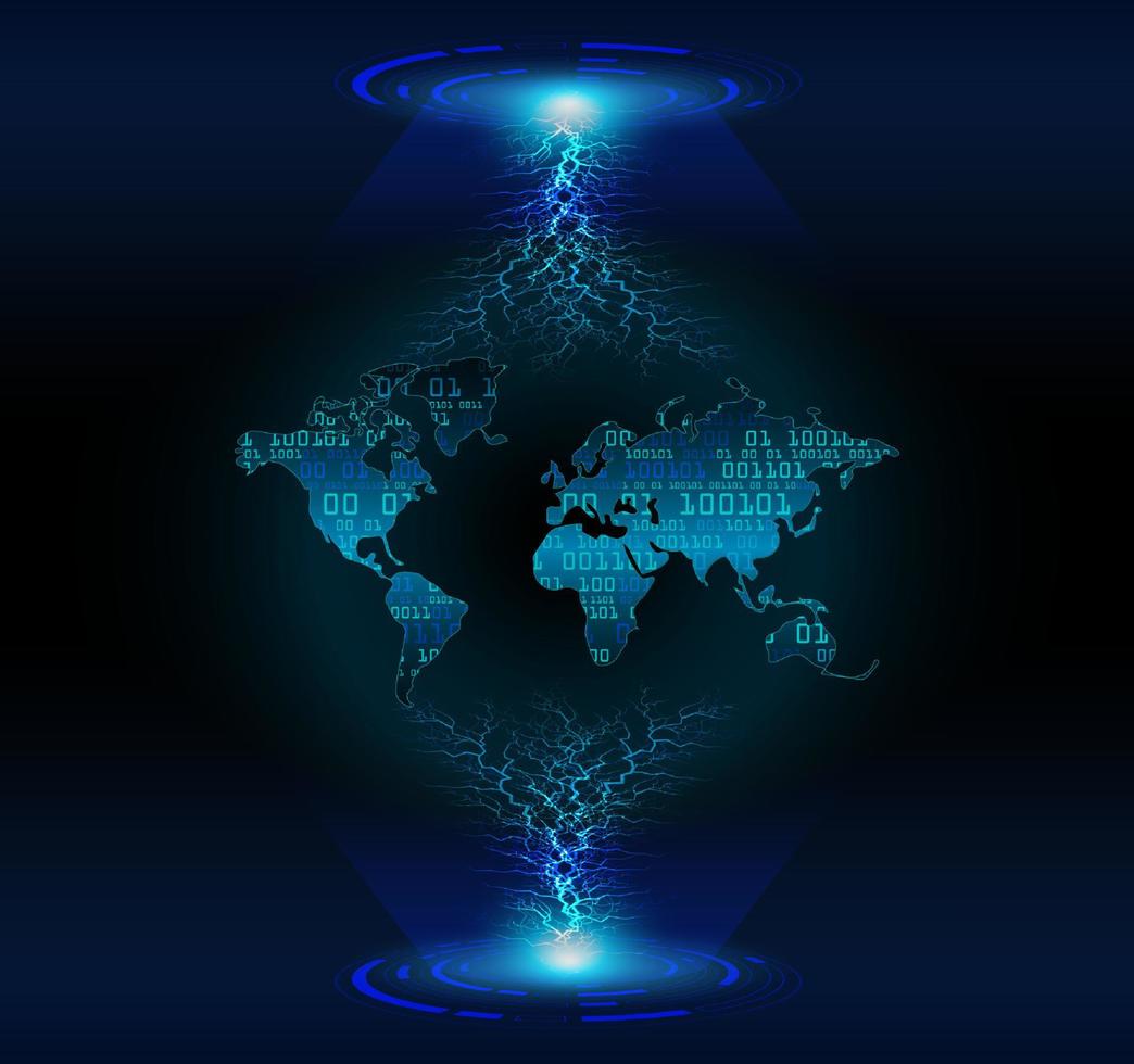 holograma de mapa del mundo moderno sobre fondo de tecnología vector