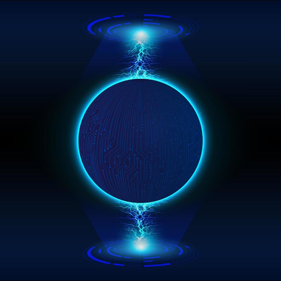Modern Holographic Globe on Technology Background vector