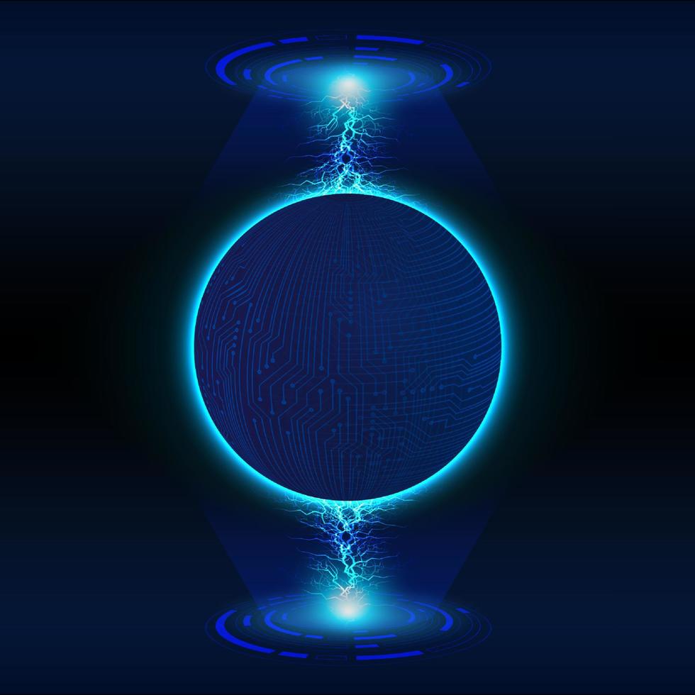 Modern Holographic Globe on Technology Background vector