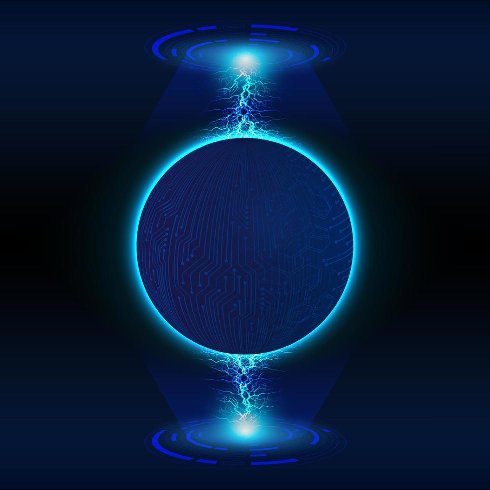Modern Holographic Globe on Technology Background vector