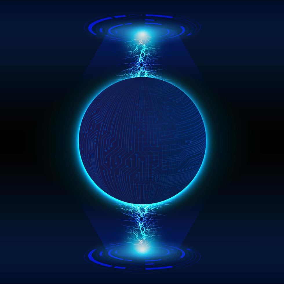 Modern Holographic Globe on Technology Background vector