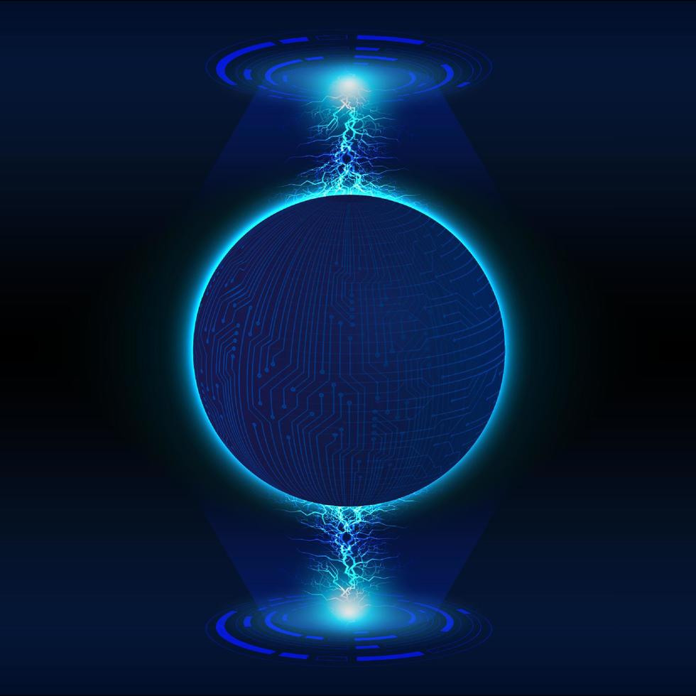 Modern Holographic Globe on Technology Background vector