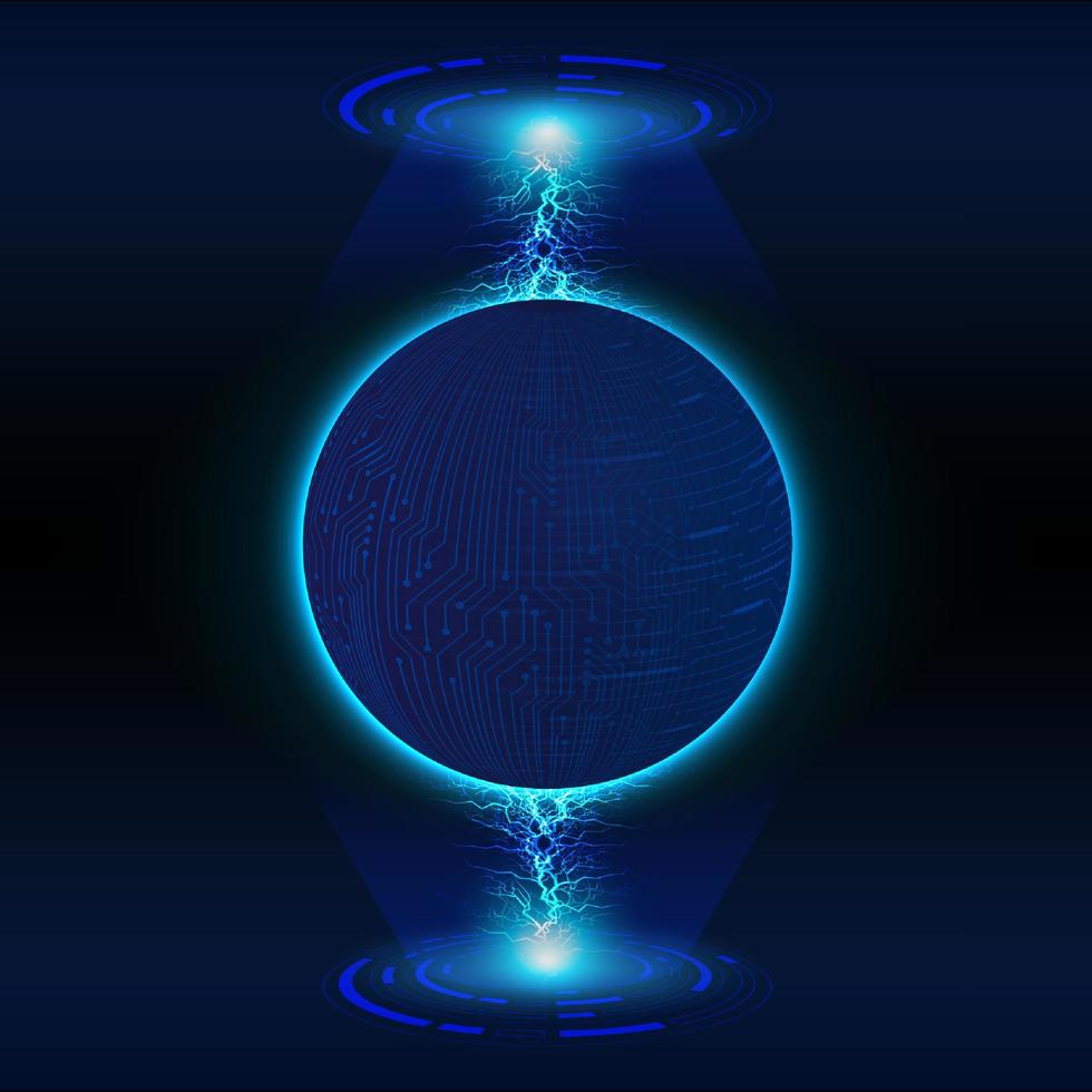 Modern Holographic Globe on Technology Background vector