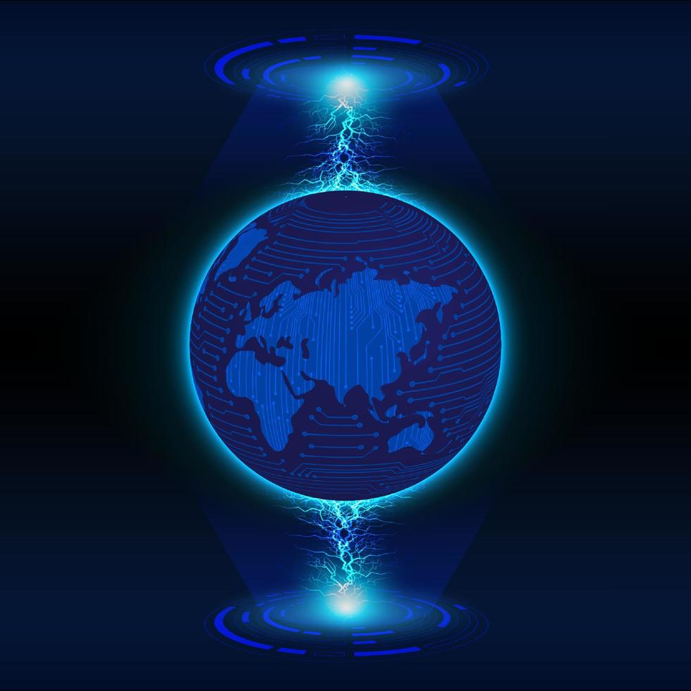 Modern Holographic Globe on Technology Background vector