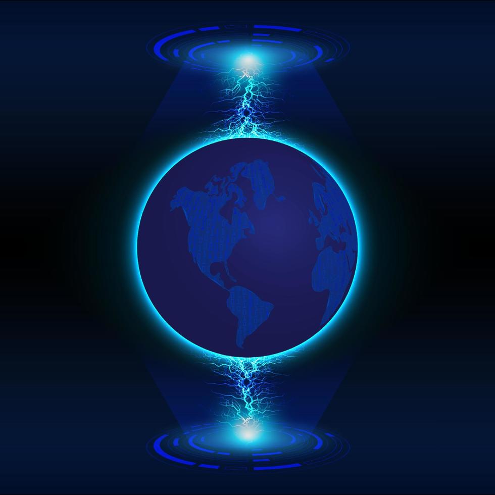 Modern Holographic Globe on Technology Background vector