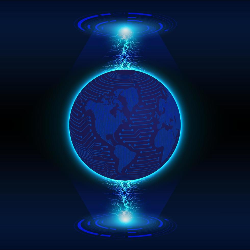 Modern Holographic Globe on Technology Background vector