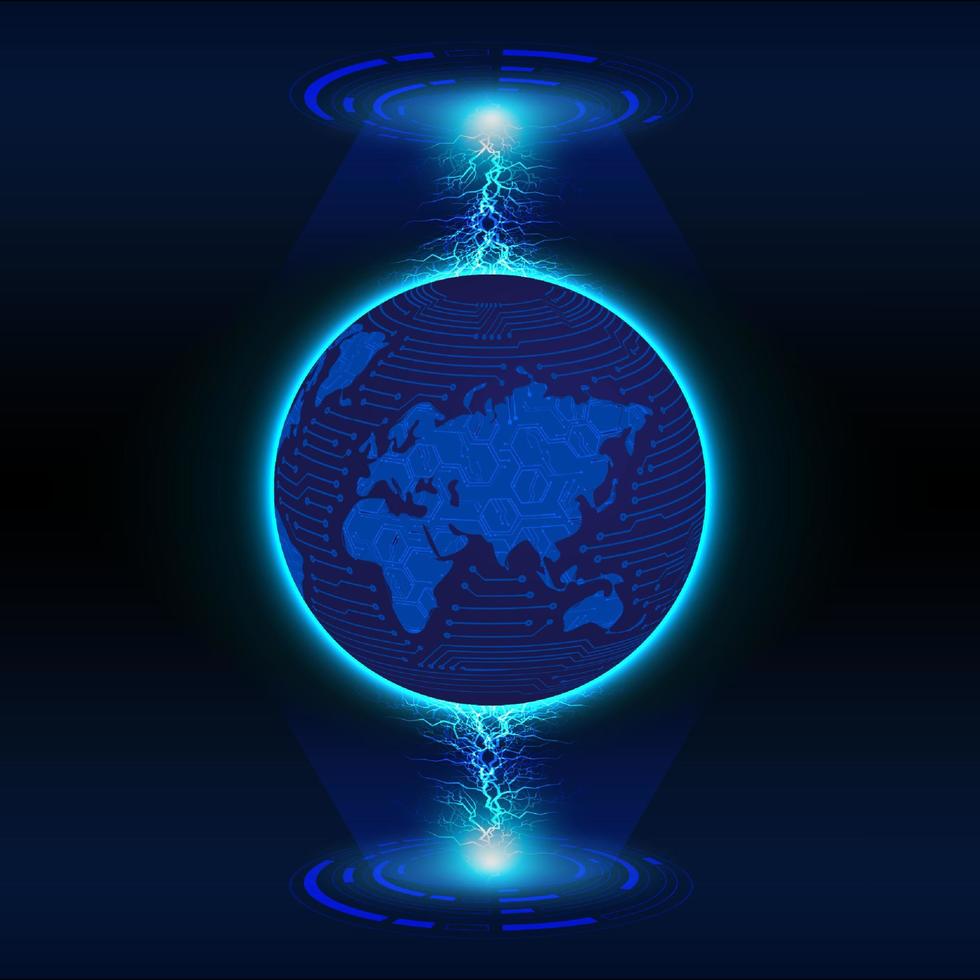 Modern Holographic Globe on Technology Background vector