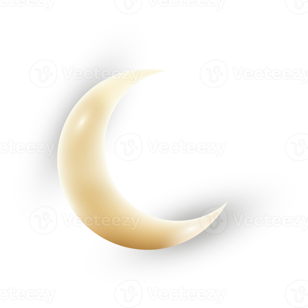 Ramadan 3D moon icon element on transparent background png