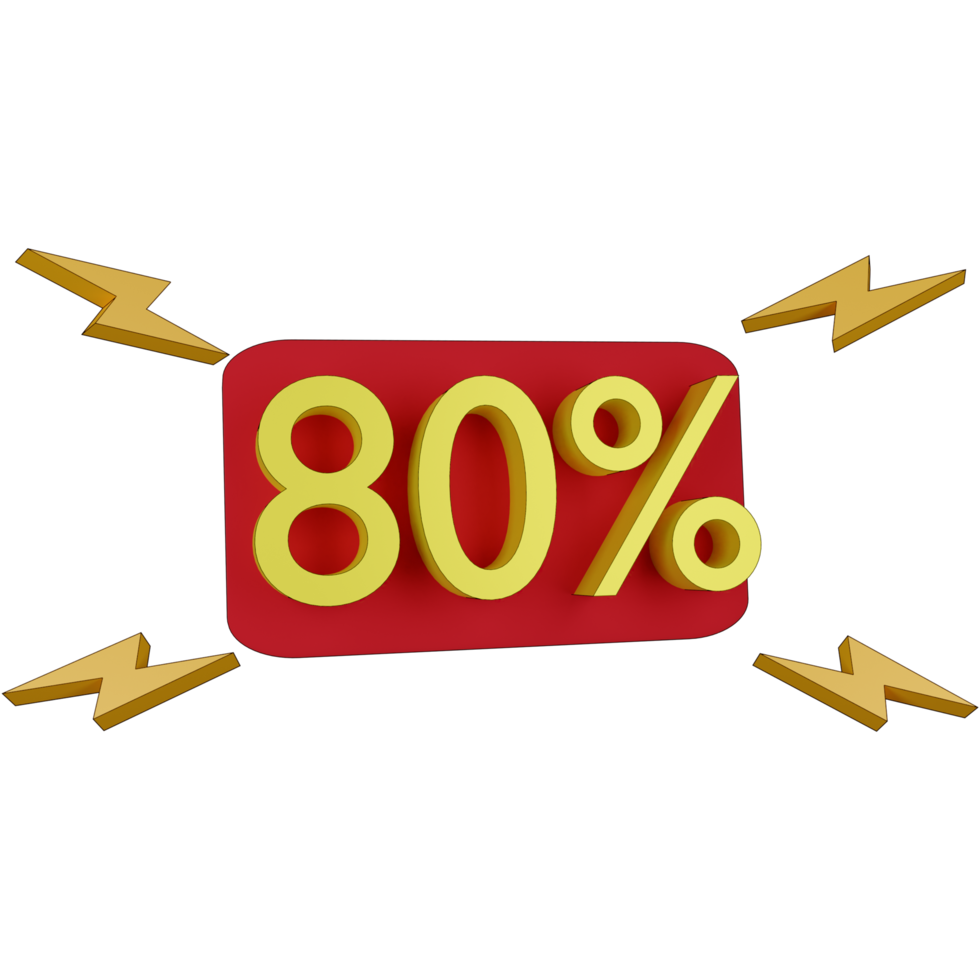 3d illustration alert 80 percent png