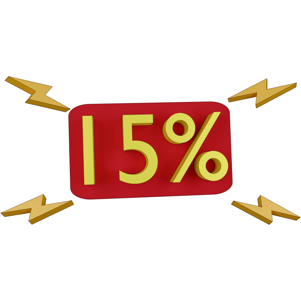 3d illustration alert 15 percent png