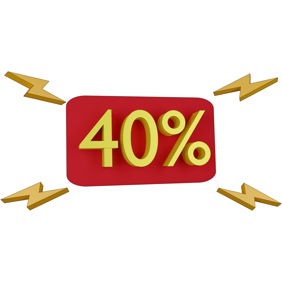 3d illustration alert 40 percent png