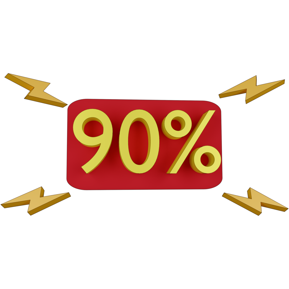 3d illustration alert 90 percent png